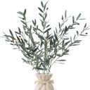 35inch Artificial Olive Branches for Vases,3pcs Bendable Faux Olive Branches with Fruits,Greenery Stems for Living Room Home Decor,Coffee Table Decor(Vase Not Included)