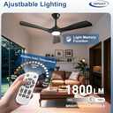 Depuley 52-Inch Ceiling Fan with Light: Black 3 Blade Outdoor Fans for Patios - Dimmable Indoor Fan with Remote APP Control Ultra Quiet DC Motor Reversible 6 Speed Timer (52 Inch-with Remote+APP)