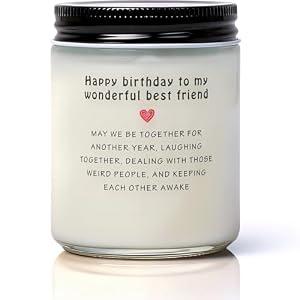 MR MIRYE Happy Birthday Candle - 10oz Freesia Scented Soy Wax Candle Birthday Gifts for Women, Men, Mom, Dad, Sister, Teacher, Friends for Her Ideas, Natural Soy Wax Freesia Scented Candles