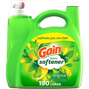 Gain Fabric Softener, Original Scent, 140 fl oz, 190 Loads, HE Compatible, Packaging may vary