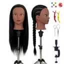 Mannequin Head with Hair for Braiding 24 Inch Practice Hair Mannequin Head for Hairstyling Traning Manikin Doll
