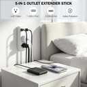 Extendable Electrical Outlet Extender Stick, 2 AC Outlets with USB-A & USB-C Ports, 22"-34" Adjustable Length, 180° Rotatable Wall Power Socket Expander for Nightstand, Sofa, Desk Hard-to-Reach Plugs
