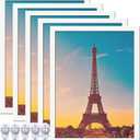 12x16 Picture Frame Set of 5, White Photo Frames High Transparent Wall Gallery Desktop Horizontal Vertical for Canvas Collage Photo Poster Certificate 12 x 16 inches