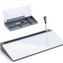 Varhomax Glass Desk Whiteboard with Storage, Desktop Organizer to-do List Memo Notepad Dry Erase White Board for Home Office and School Supplies (Gray)