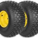 (2-Pack) 20x8.00-8 Rear Tire and Wheel Assemblies - 4 Ply Tubeless Tire Compatible Replacement for Riding Lawn Mowers - 3/4" Borehole, 3.5" Offset Hub and 3/16" Keyway