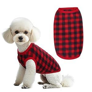 Topbuti Dog Fleece Sweater for Small Dogs Christmas Buffalo Plaid Pet Clothing Warm Soft Dog Winter Clothes Pet Pullover Jumper for Small Cats Puppy (Large, Plaid)