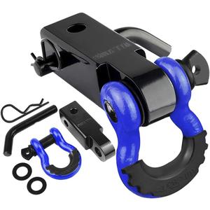 AUTOBOTS Tow Hitch Receiver 2", 45,000 Lbs Break Strength Shackle Hitch Receiver with 5/8" Screw Pin, 3/4 Shackle, Towing Accessories for Vehicle Trailer Recovery Off-Road Blue&Black