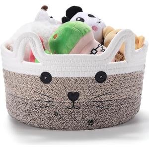Zopeal Cat Basket Storage Woven Organizer with Ears Christmas Decorative Pet Toy Cute Cotton Rope Basket for Gift Cat Dog Toy Bin Nursery Room(8.3 x 4.7 Inch,Gradient Khaki) Zopeal Cat Basket Storage Woven Organizer with Ears Christmas Decorative Pet Toy Cute Cotton Rope Basket for Gift Cat Dog Toy Bin Nursery Room(8.3 x 4.7 Inch,Gradient Khaki)