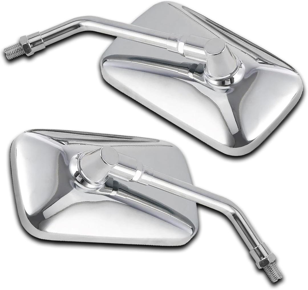 Dreamizer 10MM Chrome Motorcycle Mirror Universal Rectangle Motorcycle Rear View Mirrors Compatible for Shadow Magna 750 Spirit 1100 Vulcan VN 500 800 1500 1600 SV650S Scooter Street Bike