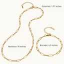 SMYHTGLIF 20 Pack Paperclip Chain Bulk Necklace Bracelet for Jewelry Making 4mm Gold Plated Stainless Steel Necklace Bracelet for Women