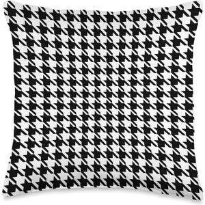 Houndstooth Pattern Checkered Blocks Hounds Tooth Op Art Throw Pillow, 16x16