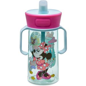 The First Years Disney Minnie Mouse Pop Up Toddler Straw Cup - Dishwasher Safe Toddler Water Bottle with Spout - Transition Sippy Cups for Toddlers - 14 Oz - Ages 12 Months and Up