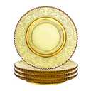 Sizikato 2pcs Amber Glass Snack Plate with Lace Trim, 6-Inch Dried Fruit Plate Dessert Plate for Home and KTV