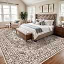 TOPRUUG Washable Oriental Area Rug - 10x14 Rugs for Living Room Soft Carpet for Bedroom Waterproof Floral Distressed Indoor Stain Resistant Non-Shedding Floor Carpets (Beige, 10X14)