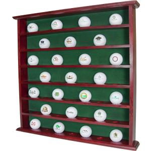 Mahogany Golf Ball Display Cabinet - Displays up to 49 Golf Balls