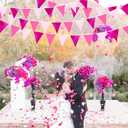 32Ft Metallic Hot Pink Triangle Flag Fabric Banner Pennant Bunting Garland Streamers for Wedding, Baby Shower, Birthday, Home, Nursery, Outdoor, Garden Party Decor