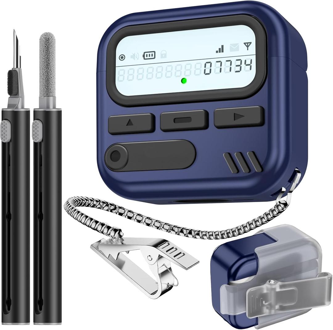 (with Safety Lock) Pager Cases for AirPods 4 Case Cover 2024 with Cleaner Kit,Sturdy Hard PC Protective for Apple AirPods 4th Generation Case for Men Women,AirPods 4 Accessories with Keychain-Blue