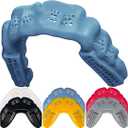 Bulletproof: Worlds Thinnest Most Breathable Mouthguard is 3X Stronger! BJJ Lacrosse Football Basketball MMA Wrestling Hockey Rugby Boxing Men Sports Mouth Guard Grinding Teeth Adult Youth Braces (Retro Blue Gray)