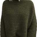 PRETTYGARDEN Womens Mock Neck Oversized Sweaters 2026 Long Sleeve Pullover Fall Sweater Knit Jumper Tops Winter Clothing (Green, M)