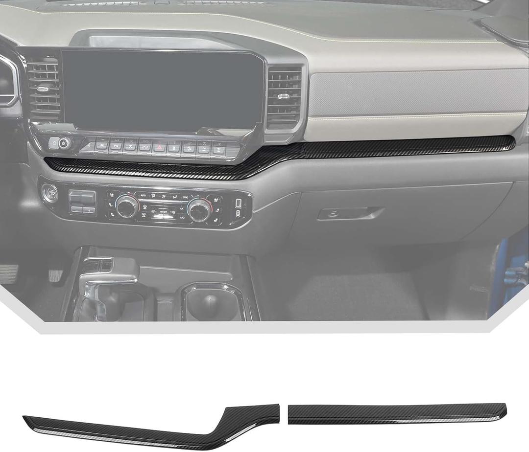 JeCar for Silverado Carbon Fiber Interior Center Console Dash Panel Cover Trim for 2022 2023 2024 2025 2026 Chevrolet Chevy Silverado 1500