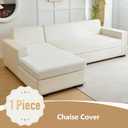 Yoovat Couch Cushion Covers for Sofa Couch Covers Wear-Resistant Universal Sofa Cover Washable Stretch for Sectional Slipcovers (Texture-Cream White,Chaise Cover)