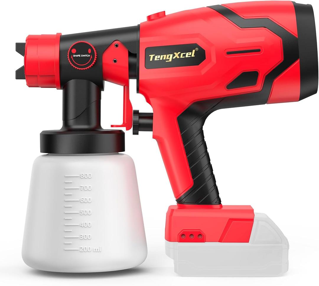 Paint Sprayer for Milwaukee 18V Battery - 600W HVLP Spray Gun with Brushless Motor, 1000ml Large Capacity Bottle & 4 Copper Nozzle for Fences, Ceilings, Furniture, DIY & House Painting (No Battery)