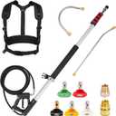 M MINGLE 20 FT Telescoping Pressure Washer Wand, 4000 PSI | High-reach Spray Wand Kit with Gutter Attachment, 5 Nozzle Tips, Couplers and Support Belt, for Roof Edges, Soffits and Walls