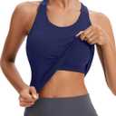 MathCat Seamless Workout Tops for Women with Built in Bra Athletic Tank Tops Yoga Runnning Workout Shirts Slim Fit (Small, Navy)