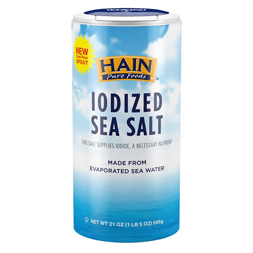 Hain Pure Foods Iodized Sea Salt, 21 oz. (EXP 10/19/26)