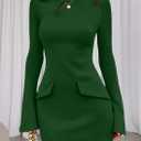 PRETTYGARDEN Womens Fall Long Sleeve Mini Dress 2025 Trendy Boat Neck Bodycon Knit Elegant Short Party Formal Dresses (Green, L)
