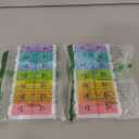 Pack of 2, Sukuos AM PM Weekly Pill Organizer 2 Times A Day, Large Daily Pill Box Case 7 Day with Easy Push Button Design, Detachable Medicine Holder for Vitamin/Fish Oil/Supplements (Rainbow)