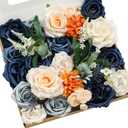 Ling's Moment Fake Flowers Box, Faux Artificial Greenery Stems Foam Roses Silk Ranunculus Fabic Flower for Centerpieces Bouquet Wedding Table Floral Vase Bridal Shower Party, Navy & Cream, Grand Combo