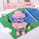 3 x Doll Clothes for Labubu 17cm 6-Piece Tennis Sports Set for Big into Energy & Have a Seat & Exciting Macaron Series Dolls, for 17cm Dolls Accessories (Pink)