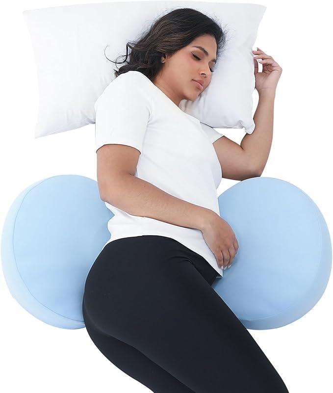 Pregnancy Pillows for Sleeping, Memory Foam Maternity Pillow with Cooling Pillowcase, Support for Back Belly HIPS, Portable& Adjustable Travel Wedge Pillow for Pregnant Women Blue