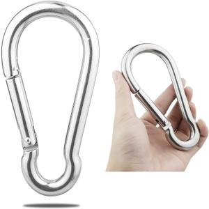 Large Spring Snap Hook Carabiner, 304 Stainless Steel Heavy Duty Carabiners Clip, Stainless Steel Spring Snaps Hooks Carabiners Outdoor (Silver)