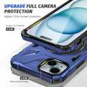 Compatible with iPhone 15 Case, with 1X HD Screen Protector, Compatible with MagSafe, 360Rotatable Invisible Ring for Magnetic Car Mount, Rugged Drop Protection for iPhone case (Navy Blue)