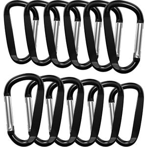 3" Aluminum Carabiner Clips, 12PCS D Ring Shape Keychain Carabiners Hook Buckle