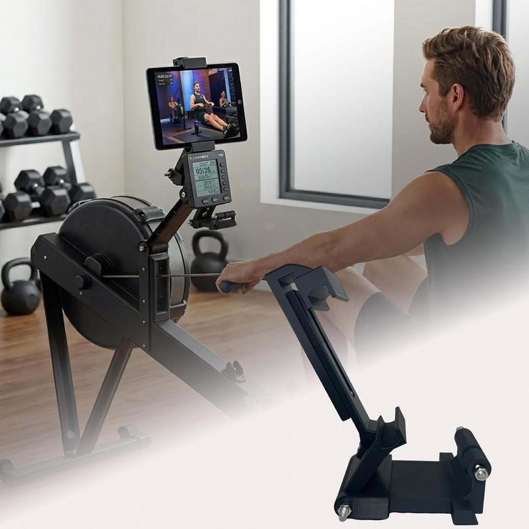 2-in-1 Tablet & Phone Holder for Concept2 RowErg, Model D & E,Rower Accessory, Mount for PM5/PM4/PM3 Monitors, Fits All 4.7-12.9 Devices
