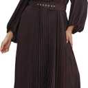 City Chic Women's Plus Size Dress - Amara Pleat Midi (Brown) 22 XL