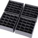 DIOMMELL 4 Pack Foldable Cloth Storage Box Closet Dresser Drawer Organizer Fabric Baskets Bins Containers Divider for Clothes Underwear Socks Lingerie Clothing, Dark Grey 40-0000