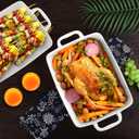 9 x13 Baking Dish Ceramic Lasagna Pan for Oven, Large Bakeware Tray Rectangular Casserole Dishes with Double Handle for Cooking and Daily Use -White