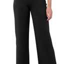 Women's Straight Wide Leg Dress Pants Stretchy Work Pants Business Casual Slacks with Pockets (XL)