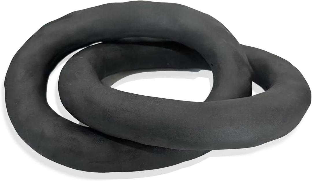 UPWOIGH Black Knot Inspired Modern Ceramic Decor,Large Minimalist Sculptures Coffee Table Decor, Big Boho Ceramic Link Chain Decorative,Statues Home Dcor for Living Room,1Pack Gift