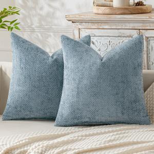 MIULEE Pack of 2 Coastal Blue Throw Pillow Covers 20x20 Inch Summer Modern Boho Accent Decorative Pillow Covers Soft Farmhouse Cushion Covers for Home Decor Couch Bed Sofa Living Room