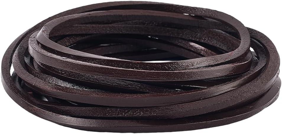 GORGECRAFT 5M Cowhide Leather Cord Genuine Leather Strips Strap 4mm Wide Flat Coconut Brown Leather String 4mm Thick Braiding Thread Rope for DIY Crafts Bracelets Neckacle Jewellery Making Boot Lace