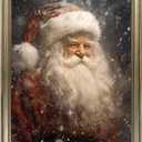 Framed Christmas Wall Art, Vintage Santa Claus Portrait Canvas Print Decor, Christmas Pictures Wall Decor, Winter Holidays Pictures Painting, Farmhouse Artworks for Home (14"L x 11"W)