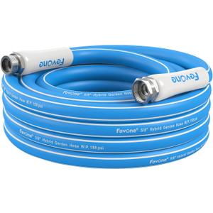 Fevone 25ft Heavy Duty Garden Hose, Water Hose 5/8" ID, 600 PSI, Hybrid Polymer, Kink-Resistant, Flexible, 3/4" GHT Aluminum Fittings, Drinking Water Safe