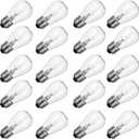 S14 Incandescent Edison Light Bulbs - 11W Vintage Clear Glass Bulbs with E26 Medium ScrewBase, Warm Filament Replacement Bulbs for Outdoor Patio Garden String Lights, 20 Pack