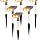 Solar Spotlights Outdoor Waterproof- 2 IN 1 Solar Spot Lights Outdoor with 2 Lighting Modes & PC Light Guide Column for Garden Yard Pathway | Warm Yellow 3000k Spotlights | IP65 Waterproof | 6 Pack