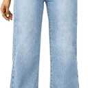 FUNUCA Straight Leg Jeans for Women, High Waisted Wide Leg Loose Microelastic Boyfriend Denim Pants A-Blue, M